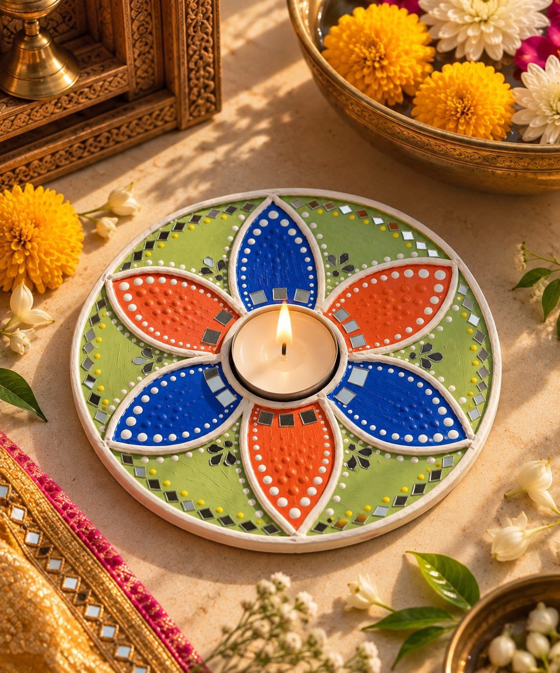 Vibrant Artisan Diya Holder
